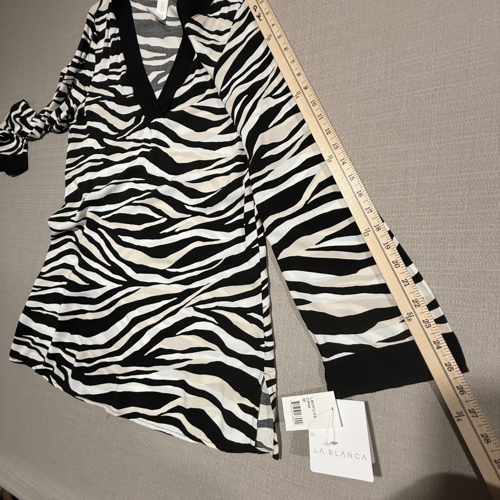 La Blanca Zebra Print V-Neck Swim Cover-Up Tunic Dress Beach Vacation Medium NWT - Picture 8 of 8